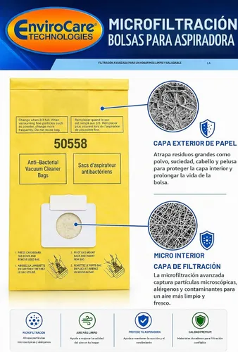 Vista 3 de Bolsa de repuesto para Kenmore Canister tipo C. Compatible con modelos 5055, 50557, 50558 y Panasonic tipo C-5, Amarillo