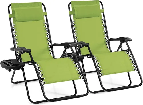 Vista 12 de Giantex Zero Gravity - Silla reclinable para patio al aire libre con portavasos y almohada extraíble, respaldo ajustable, silla de salón