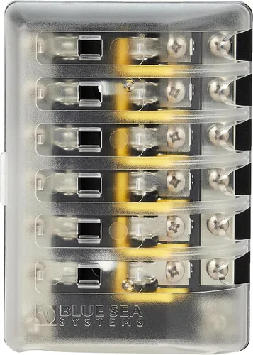 Vista 4 de Blue Sea Systems Bloque de fusibles 5015 AGC 6-CIR con tierra, 3.5 x 5.0 pulgadas