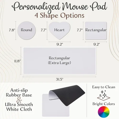 Vista 6 de Alfombrilla de mouse personalizada – Alfombrilla de mouse personalizada con foto, imagen y texto 4 formas y 20 fuentes Alfombrilla de mouse