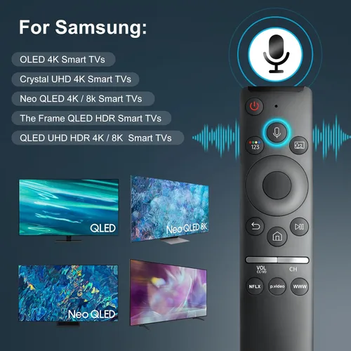 Vista 2 de Control remoto de voz para Samsung Smart TV QLED UHD marco curvado solar 4K 8K Q60 Q70 Q80 Q90 8 Series 9 Series TU8000 AU8000 CU7000 CU8000 DU7200
