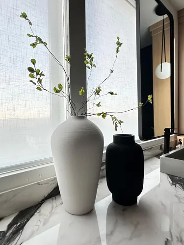 Vista 4 de 3 ramas de ficus artificiales, tallos de eucalipto sintético de 38 pulgadas, vegetación verde falsa para relleno de jarrón, decoración del hogar