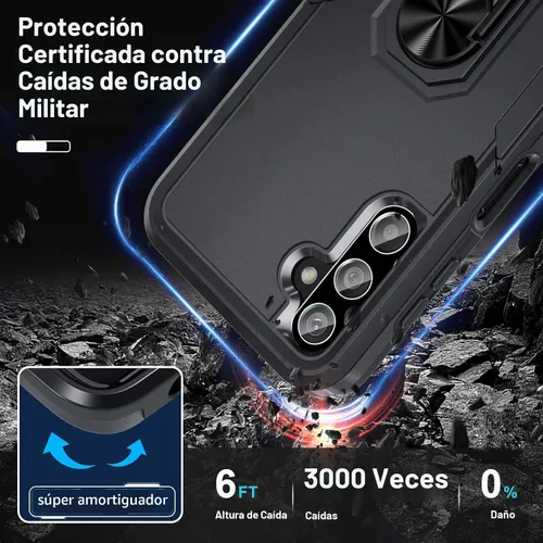 Vista 4 de Janmitta Funda compatible con Samsung Galaxy A14 5G con protector de pantalla + protector de lente de cámara, funda resistente de servicio pesado