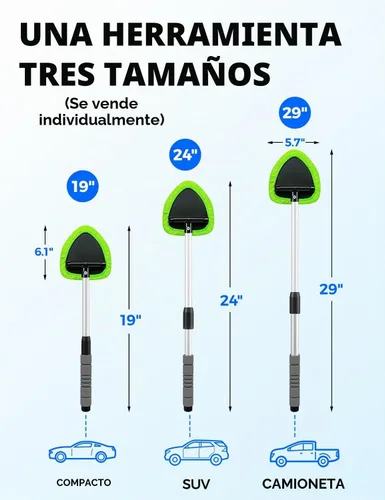 Vista 6 de XINDELL Herramienta de Limpiador de Parabrisas – Kit de Limpieza de Ventanas Interiores de Coche con Mango Extensible y 4 Almohadillas