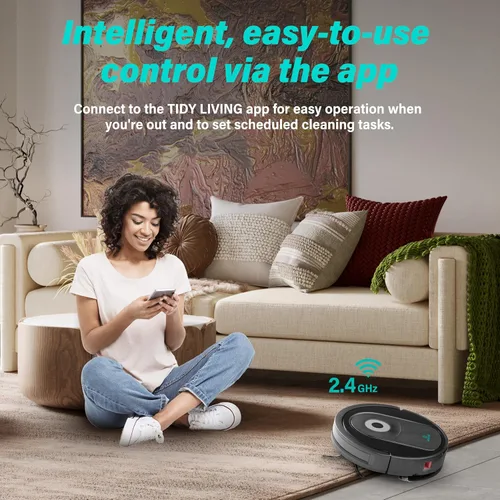 Vista 5 de Robot aspirador y trapeador combinado, 4000 pa automático con tanque de agua y cubo de basura, robot de aspiradora inteligente de carga automática