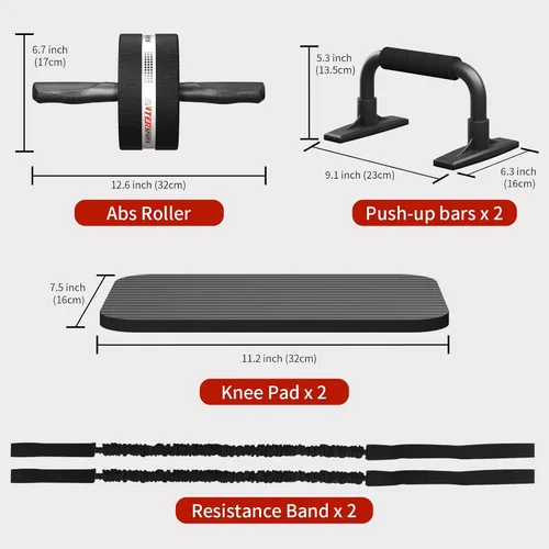 Vista 4 de Ab Roller Wheel for Abs Workout with 2 Knee Pads for Home Gym