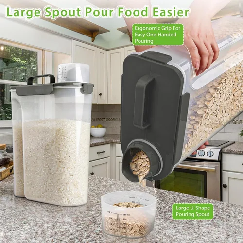 Vista 5 de Viretec Recipiente de almacenamiento de arroz, dispensador hermético de alimentos secos de 15 a 20 libras, recipiente de comida para mascotas