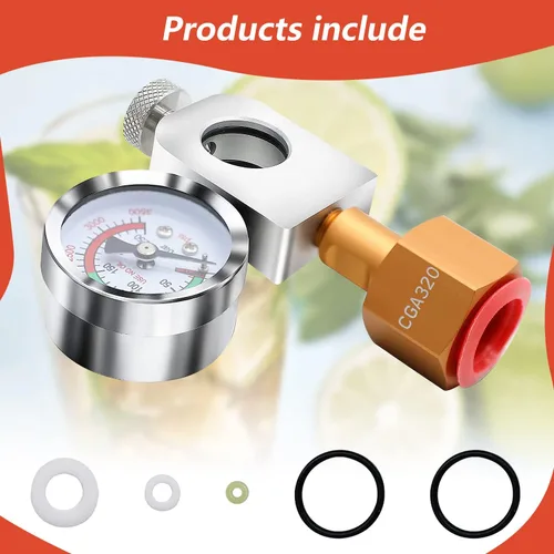 Vista 7 de Adaptador de recarga de CO2 para refrescos, adaptador de llenado con manómetro y válvula de alivio de presión, recarga de corriente para Soda