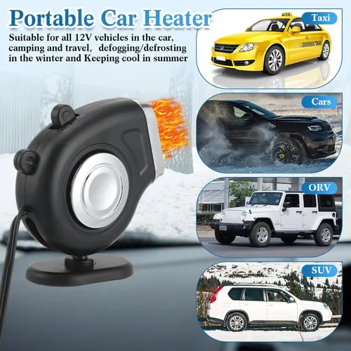 Vista 4 de Tujoe 3 Piezas 12 V 150 W Calentador de Coche que se Conecta al Encendedor de Cigarrillos 2 en 1 Calentador de Coche Portátil y Desempañador