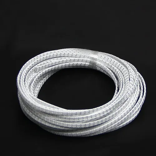 Vista 5 de Bettomshin 1 funda de organización de cables de 32.8 pies (32.8 ft), protector de cable PET plateado y blanco, protector de cable PET plateado