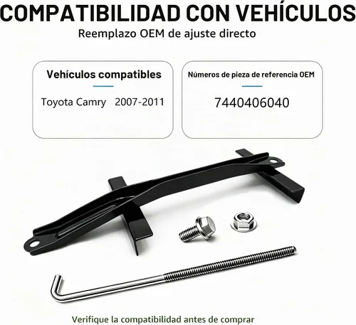 Vista 4 de Kit de sujeción de batería ARONOVA con pernos J de acero inoxidable 304, Compatible para 2007-2011 Camry 7440406040