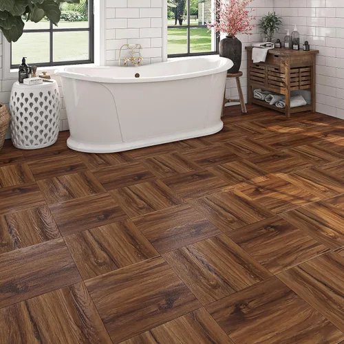 Vista 6 de Livelynine Suelo de madera de acacia natural, baldosas de vinilo impermeable, autoadhesivas, aspecto de madera, suelo laminado apto para inquilinos