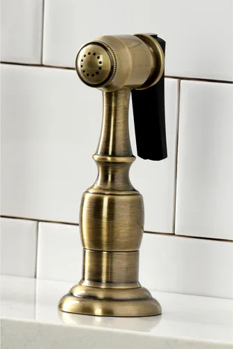Vista 7 de Kingston Brass KS1273ALBS Heritage - Grifo de puente de cocina de 8 pulgadas con rociador de latón, latón antiguo