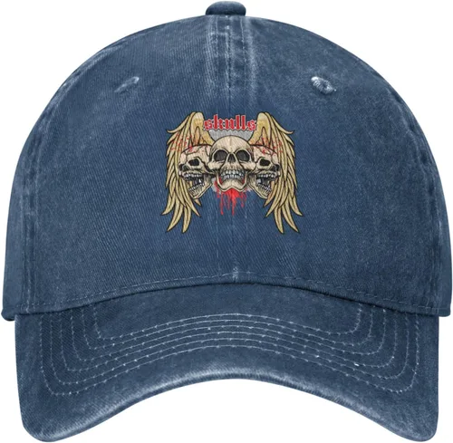 Vista 2 de Cowboy Hat Trendy Hats for Man and Women Djustable Four Season Outdoor Baseball Cap of Hell Skull with Angel Navy Blue