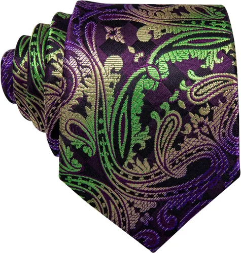 Vista 219 de Barry.Wang - Juego de corbata de seda para hombre, diseño de cachemira, pañuelo y gemelos de bolsillo