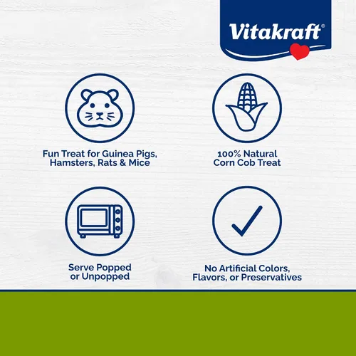 Vista 3 de Vitakraft Mini Pops Treat para animales pequeños, mazorca de maíz 100% real, apoya dientes sanos, 6 onzas