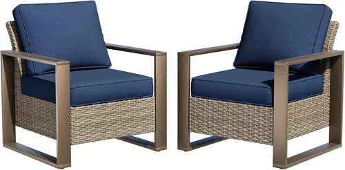 Vista 43 de Sofá de Mimbre Metálico para Patio de 75", Sofá Sillón de Ratán para Exteriores de 3 Asientos para Todo Tipo de Clima con Cojines Premium