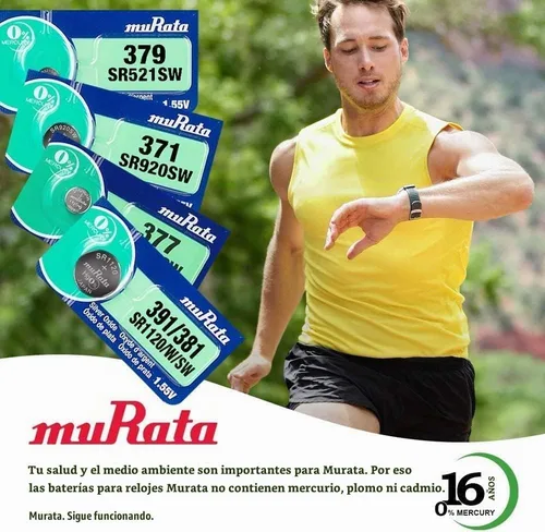 Vista 2 de Murata 377 SR626SW Batería 1.55V Celda de botón de reloj de óxido de plata - Sustituye a Sony 377 (2 baterías)