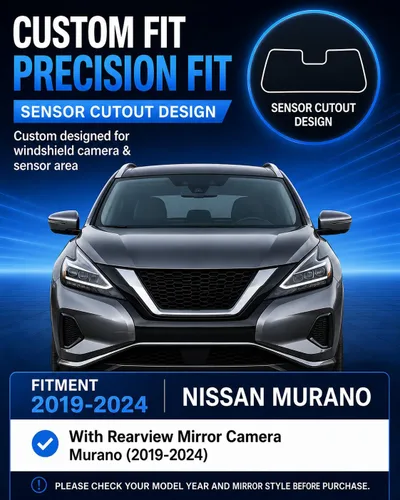 Vista 2 de Pigenius Parasol para parabrisas Nissan Murano 2015-2018, acabado plateado metálico