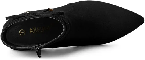 Vista 5 de Allegra K Botines de tacón con cremallera y punta puntiaguda para mujer