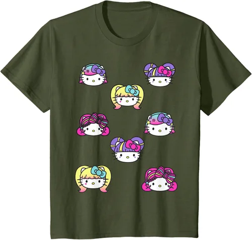 Vista 14 de hello kitty Kawaii Multi peinado Tee, Azul (Heather blue)