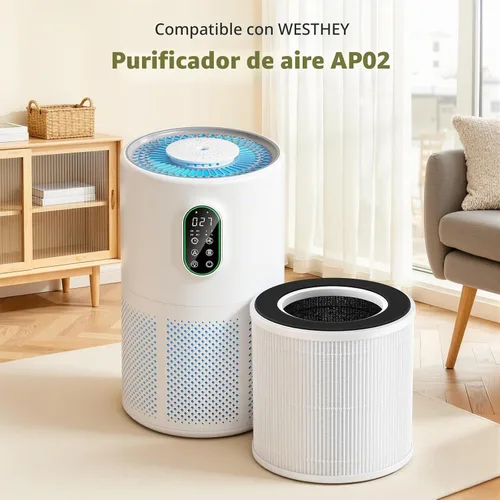 Vista 2 de Paquete de 2 filtros de repuesto AP02 para purificador de aire WESTHEY AP02