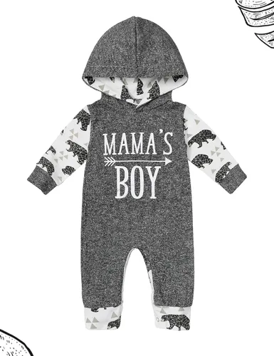Vista 6 de Ropa de bebé niño, estampado de letras de manga larga mameluco ropa de bebé para niño