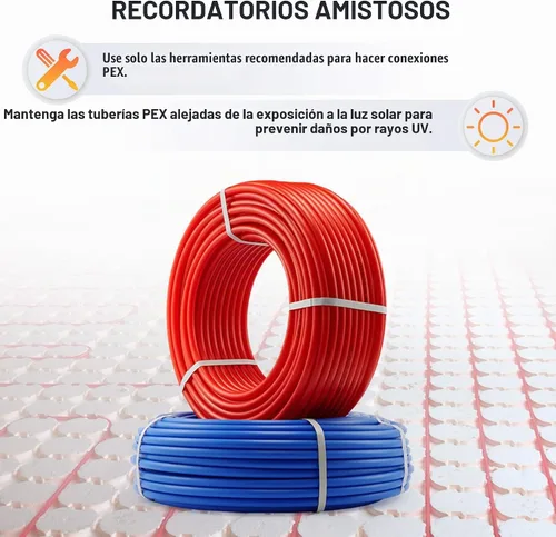 Vista 7 de Zelcan Tubería PEX de 1/2 pulgada, 2 rollos de bobina de manguera PEX-B de 300 pies, sin barrera de oxígeno, tubería de calor radiante (rojo + azul)