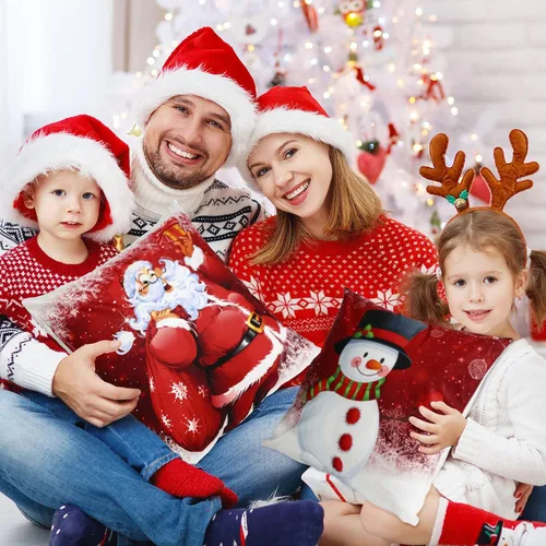Vista 3 de Tatuo 6 Fundas de Almohadas Navideñas Fundas de Cojines Decoración de Vacaciones Decoración Funda de Almohada Decorativa para Sofá Sillón Navidad