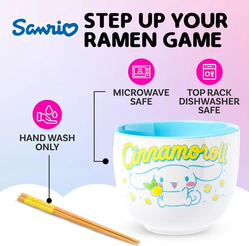 Vista 87 de Silver Buffalo Hello Kitty y sus amigos Chococat - Tazón de cerámica para ramen y arroz con palillos, patrón a cuadros, apto para microondas, 20