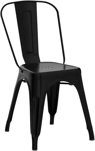 Vista 5 de Sillas de metal para interiores y exteriores, sillas laterales apilables para restaurante, bistró, cafetería, Tolix con respaldo, juego de 2, sillas