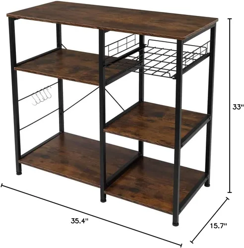 Vista 10 de Estante de cocina para hornear y microondas con estantes ajustables para electrodomésticos, estante de almacenamiento de electrodomésticos