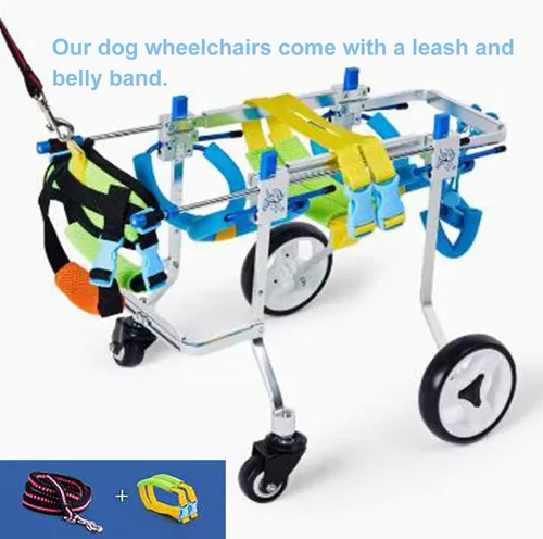 Vista 5 de Silla de ruedas para perros, carrito de apoyo completo para discapacitados, patas delanteras/traseras, ajustable para silla de ruedas para mascotas