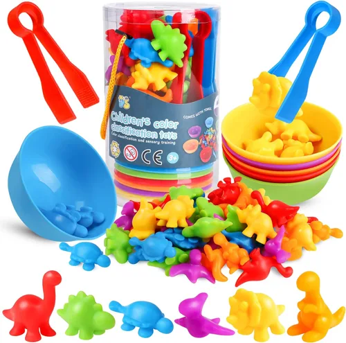 Vista 9 de Juegos de clasificación de animales por color con cuencos de clasificación Montessori sensorial, juguetes educativos tempranos para aprender