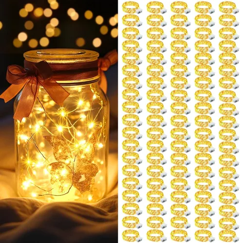 Vista 46 de AIKEI Paquete de 12 luces LED de hadas que funcionan con pilas, guirnaldas de luces impermeables de 7 pies, 20 luces LED de luciérnagas estrelladas