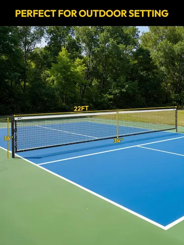 Vista 5 de A11N SPORTS Sistema de red de pickleball de grado profesional con postes de acero al carbono de alta resistencia, construcción a prueba de óxido