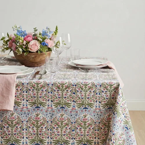 Vista 76 de ATOSII Mantel 100% algodón, Amara, floral, hecho a mano, rectangular, de lino, para cocina, comedor, fiestas, bodas, exteriores, picnics, Pascua