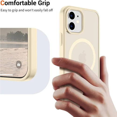 Vista 7 de vnnink para iPhone 12 y iPhone 12 Pro, funda de teléfono celular translúcida con protección contra caídas de grado militar, mate magnética