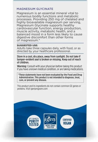 Vista 6 de Nordic Naturals Cápsulas Vegetarianas de Glicinato de Magnesio, Sin Sabor, 90 Unidades - 250mg de Magnesio por Porción - Soporte Altamente
