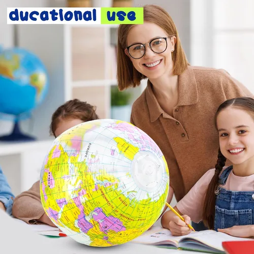 Vista 4 de Globo inflable de 16 pulgadas para inflar, globo del mundo de PVC, bola de playa, juguetes para niños, juego de piscina, juego en el aula, jugar