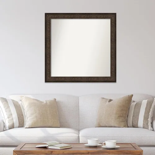Vista 173 de Amanti Art Espejo de pared personalizado no biselado (25 x 25 pulgadas), marco de bronce acentuado, varios tamaños personalizados, espejo de baño