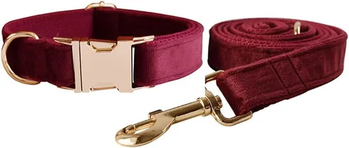 Vista 12 de Love Dream Juego de collar y correa de terciopelo para perro, suave y cómodo, correa ajustable y collar con hebilla de metal resistente para perros