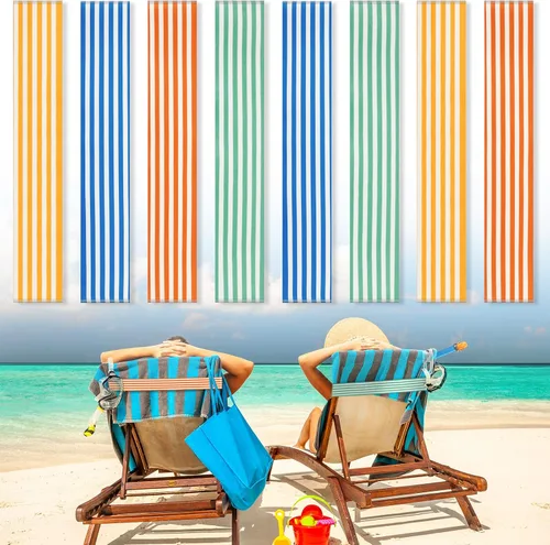 Vista 10 de Boao 4 paquetes de bandas de toalla para silla de playa, esenciales para piscina y crucero, elásticas y resistentes al viento, clips para toallas