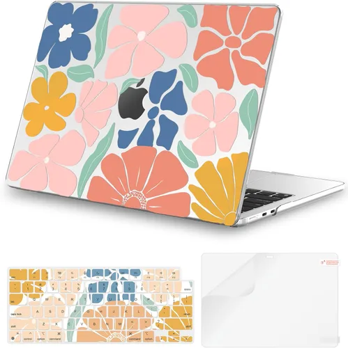 Vista 29 de iCasso para M4 MacBook Air de 13 pulgadas Funda 2025 2024-2022 M3 M2 Modelo A 3240 A3113 A2681, Funda de plástico de patrón protector resistente