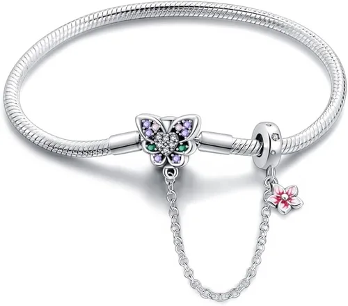 Vista 16 de Pulsera de dijes LIGHTDOG para dijes Pandora, pulsera de cadena de serpiente de plata de ley 925, compatible con cualquier dije, regalo para mujer