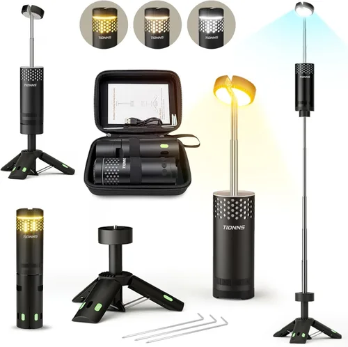 Vista 13 de Luces de Camping Recargables, Linterna de Camping Desmontable con Soporte, Lámpara de Campamento Telescópica Impermeable, Luz de Trabajo Magnética