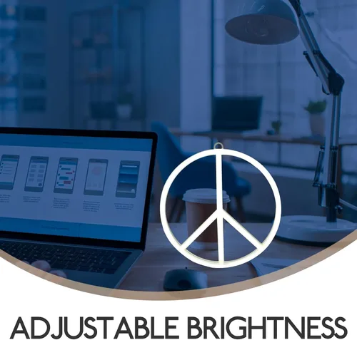 Vista 6 de OSALADI Letrero de paz de neón de 8.66 pulgadas, funciona con pilas, lámpara de noche alimentada por USB, letrero de paz para decoración de pared