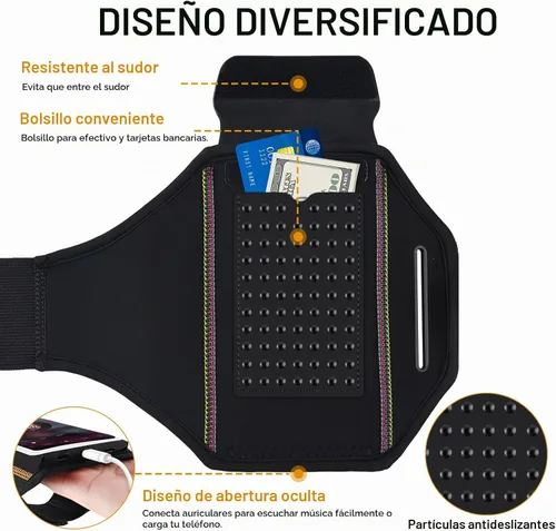 Vista 6 de Brazalete de teléfono para correr con soporte para auriculares Diseño 3D