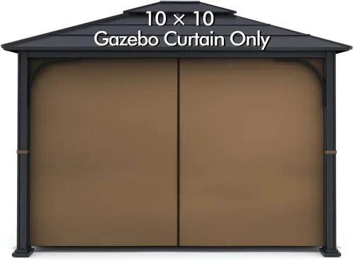 Vista 9 de Cortina Universal de Repuesto para Privacidad de Gazebo - Wonwon Panel de Privacidad con Toldo y Cierre para Gazebo al Aire Libre de 10 x 10 Pies