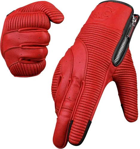 Vista 10 de J.A.G. Guantes de motocicleta – Guantes de motocicleta perforados de cuero premium para hombres con protección de nudillos Guantes de motocicleta